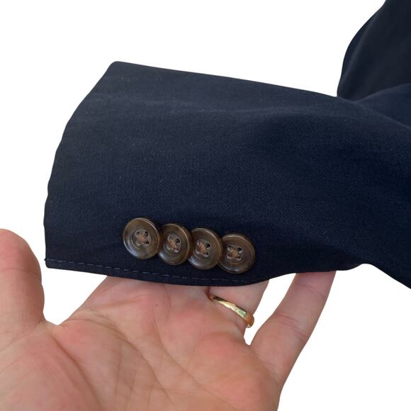 Kroon Blazer Jacket 42 R Black Sting Wash Two Button Cotton Careerwear Preppy - Picture 6 of 16